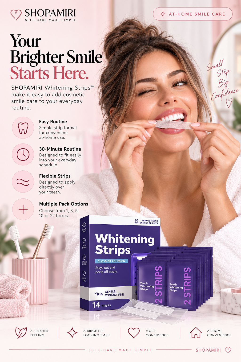 SHOPAMIRI Whitening Strips daily smile care routine