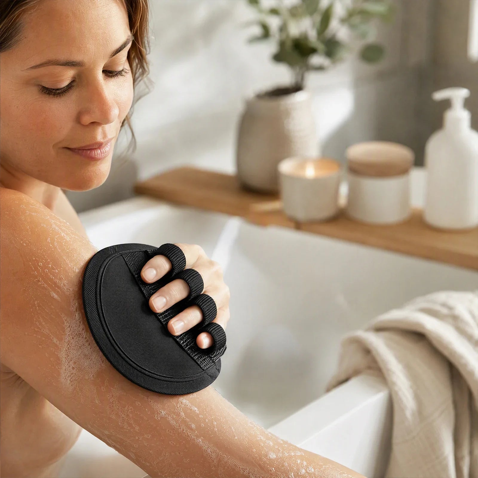 Quick-Dry Rubber Shower Scrubber