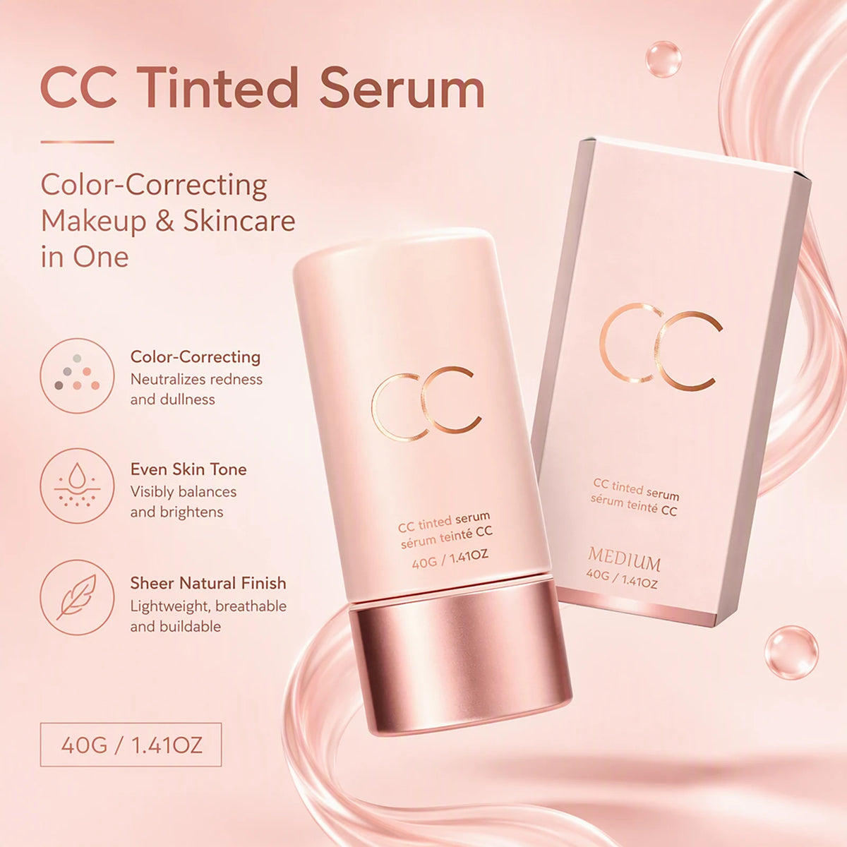 CC Color Correcting Cream Lightweight Smooth No Caking Even Tone Natural Glow Easy Apply No Makeup for Women Daily Commute