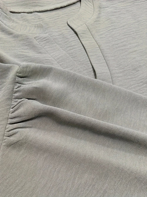 Plus Size 1XL-5XL Women's CasualLadies Fashion Solid Blouse Solid Color Loose Tops V-neck Blouse Long Sleeve Shirt